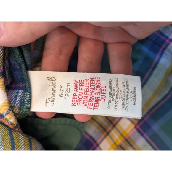 Mini Boden Johnnie B Green Plaid Dress Long Sleeve Cotton Holiday Girls 6-7 - Picture 4 of 8